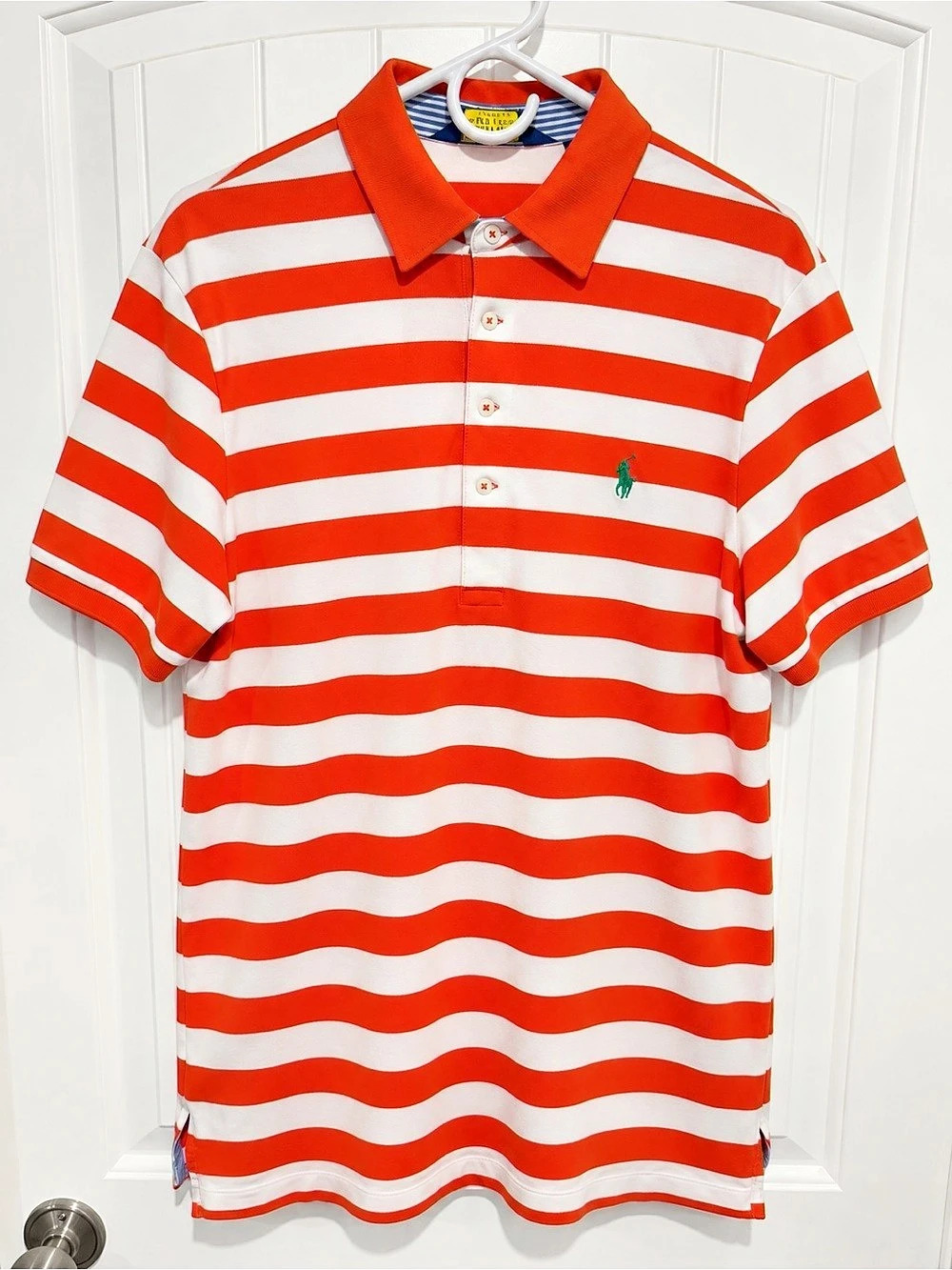 Polo Golf Ralph Lauren Performance Orange Stripe Polo Men’s L Pro Fit